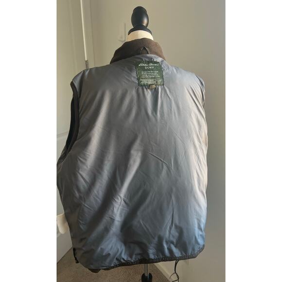 Eddie Bauer Premium Brown Goose Down Puffer Vest Full Zip Pockets Adult XL Tall - Picture 8 of 16